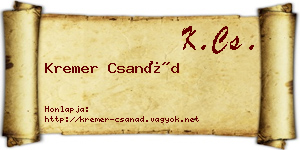 Kremer Csanád névjegykártya