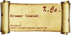 Kremer Csanád névjegykártya